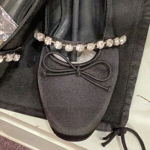 NEW Liliana Satin Hot Pink Ballet Flats with Rhinestone Strap